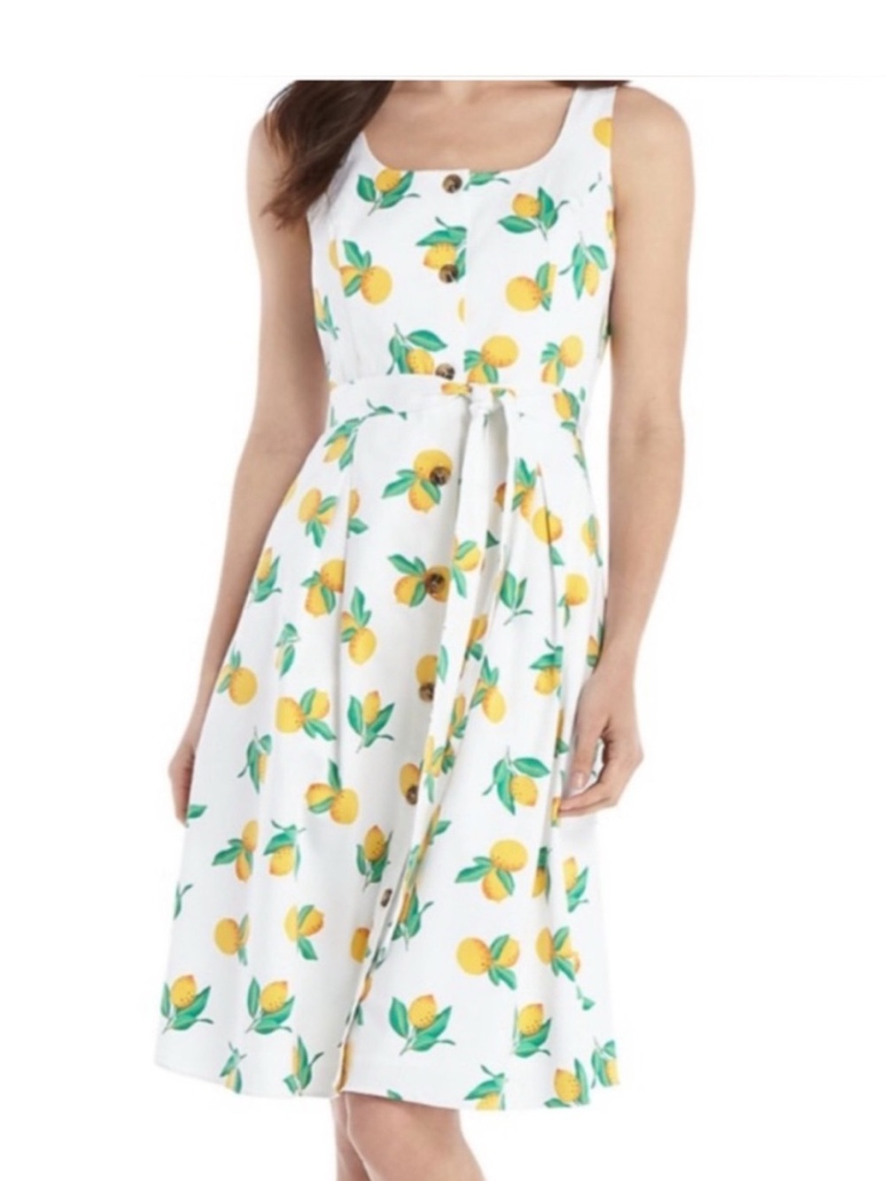 The Limited Sleeveless Button Down Lemon Midi Dress 1X